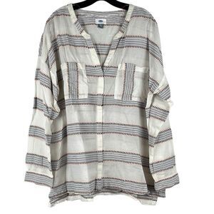 Old Navy Linen Look Strip Thin V-neck Top XL